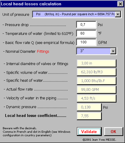 calculation, hydraulic, Local, pressure, losses, valves, drop, water, pipe, pipes, piping, fittings, valve, connections, check, valves
