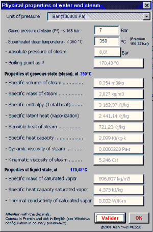 Function of calculation of pressure loss on the steam pipes. 