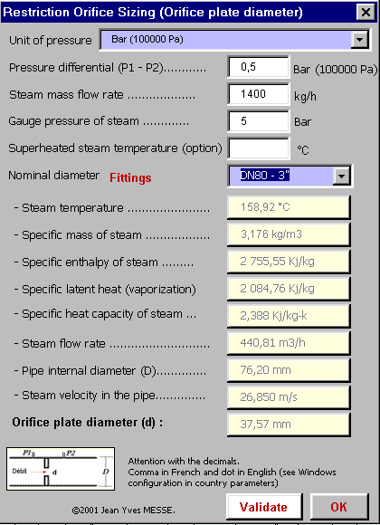 rifice, plate, diaphragm, diameter, steam, pipe, pipes, piping