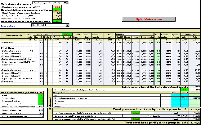 calculation, pressure, drop, hydraulic, circuit, pipe, pipes, piping, sizing