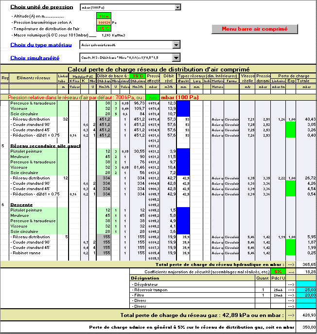 réseau d'air comprime pneumatique