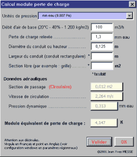 Modules perte de charge, module