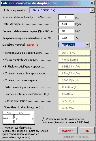 diaphragme, vapeur, eau, norme, NFX10, saturée, surchauffée