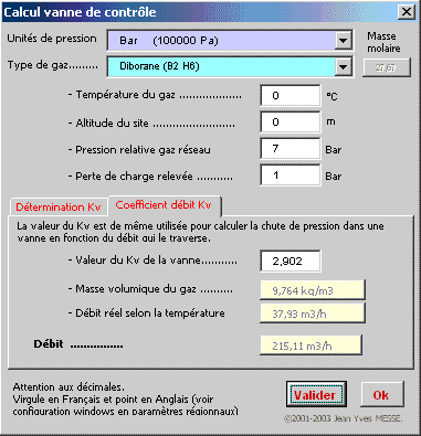 Coéfficient Kv, Kvs, Kvo. Autorité de la vanne sur circuit gaz