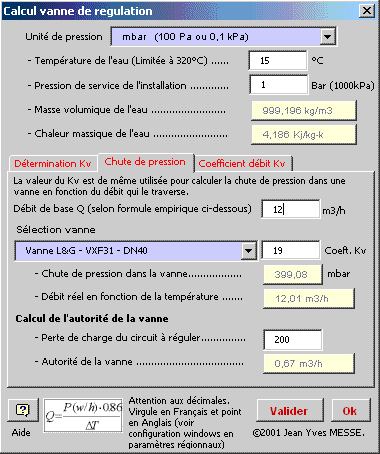 Kv, Kvs, Kvo, Taux, fuite, autorité, vanne, vannes, valve, valves, linéaire, logarithmique, calorifique, linéaire