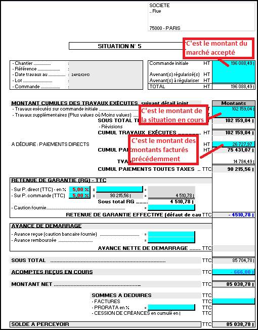 facturation situation travaux