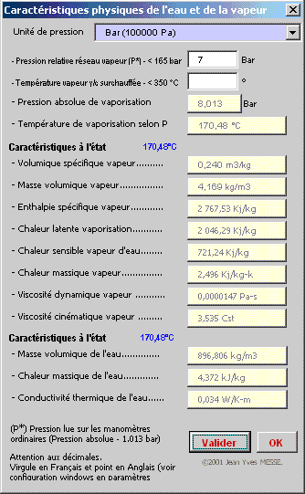 surchauffée, viscosité, équation, Colebrook, chaleur, latente, enthalpie, spécifique