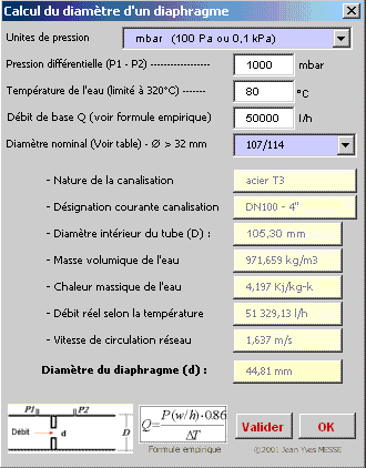 Calcul diamètre hydraulique